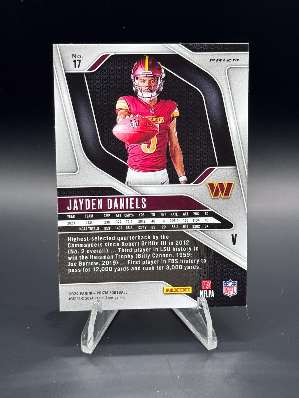 2024 Panini Prizm #17 Jayden Daniels Rookie Variations Silver Prizm