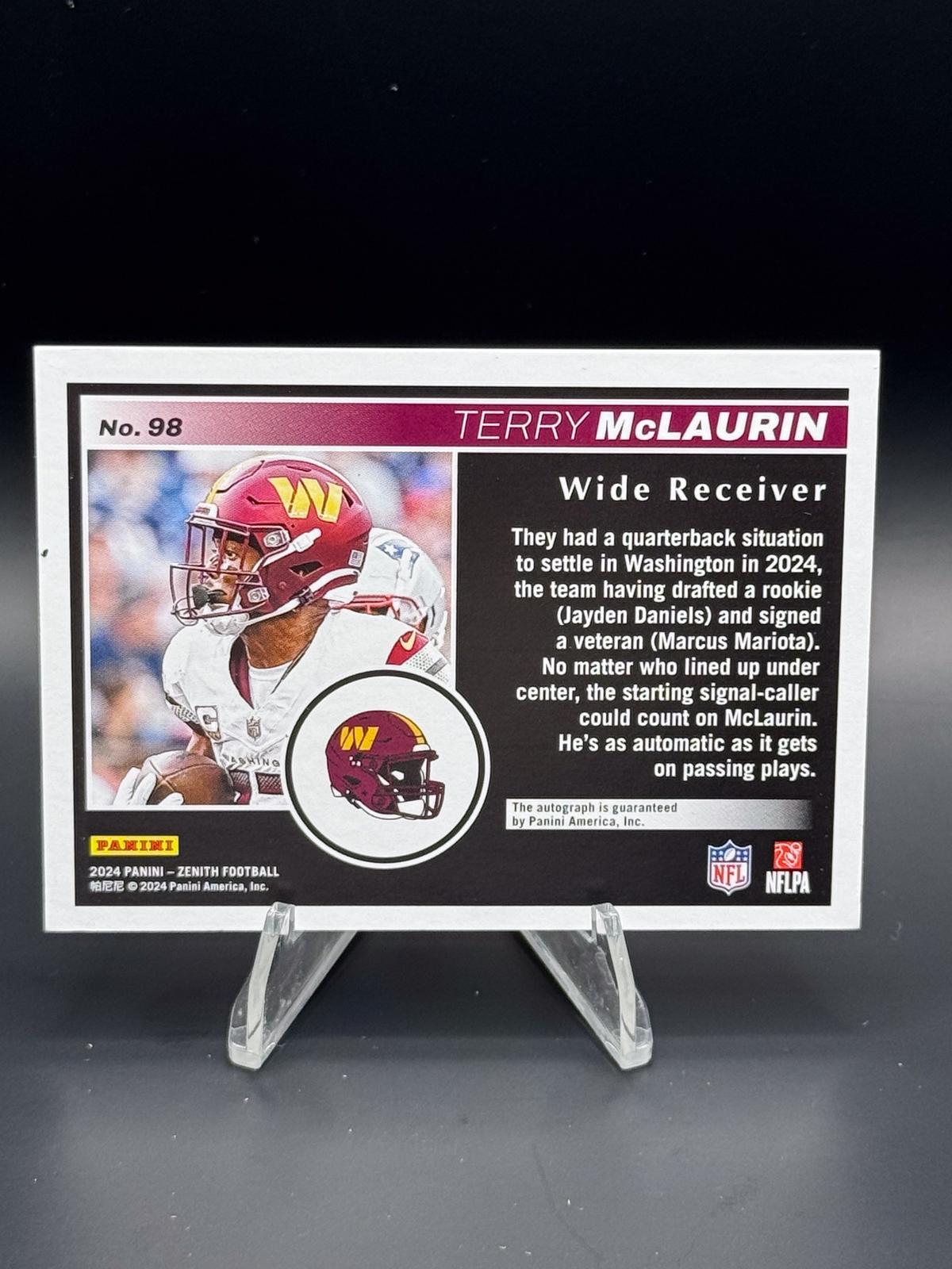 2024 Panini Zenith #98 Terry McLaurin Black Auto /99