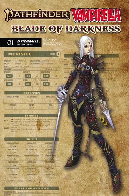 Pathfinder / Vampirella: Blade Of Darknes #1 - C Wayne Reynolds Character Sheet Var