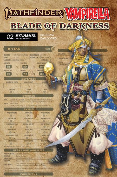 Pathfinder / Vampirella: Blade Of Darkness #2 - C Wayne Reynolds Character Sheet Var