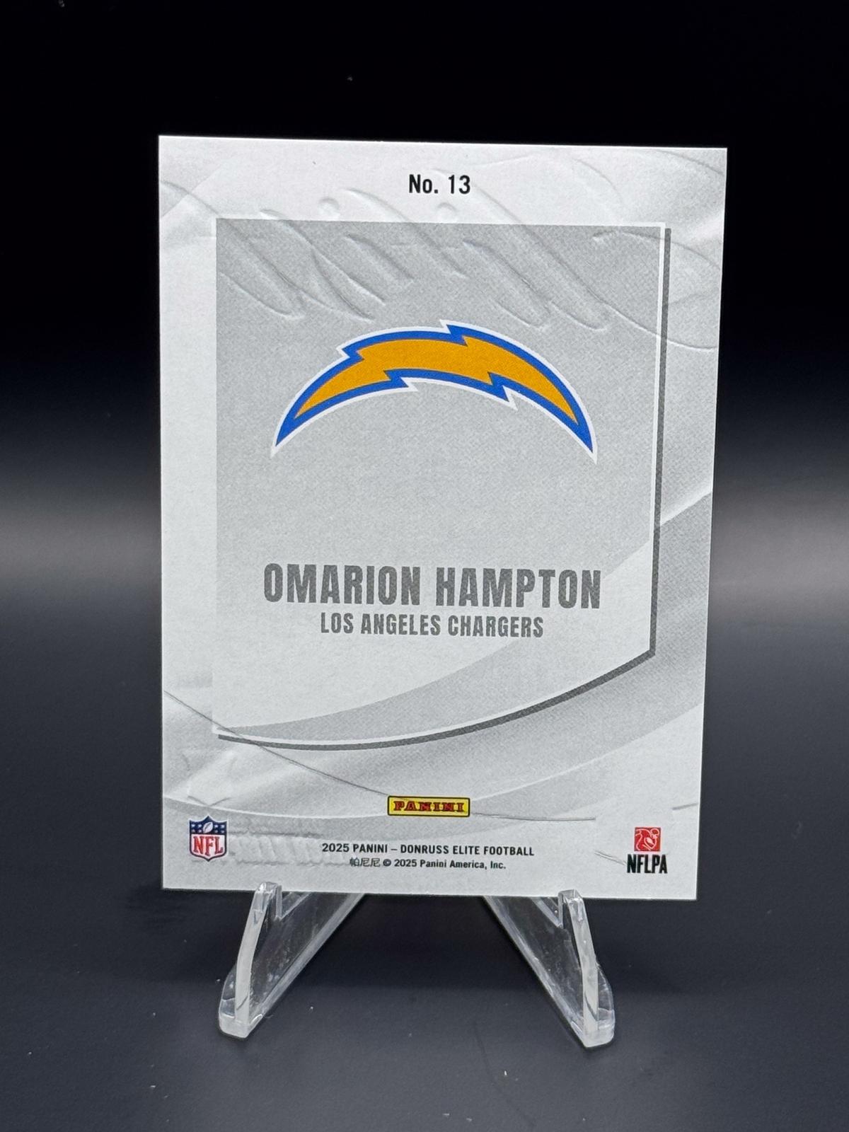 2025 Donruss Elite #13 Omarion Hampton Rookie Elitist Blue #/75