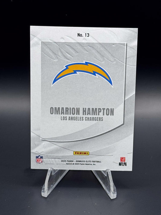 2025 Donruss Elite #13 Omarion Hampton Rookie Elitist Blue #/75