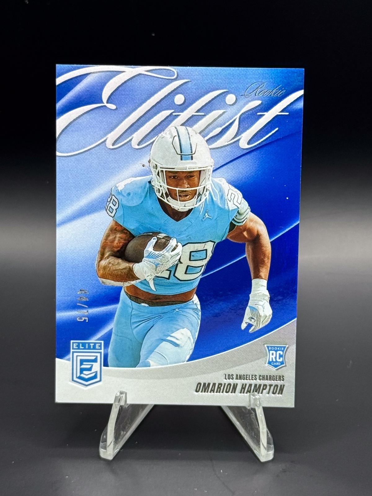 2025 Donruss Elite #13 Omarion Hampton Rookie Elitist Blue #/75