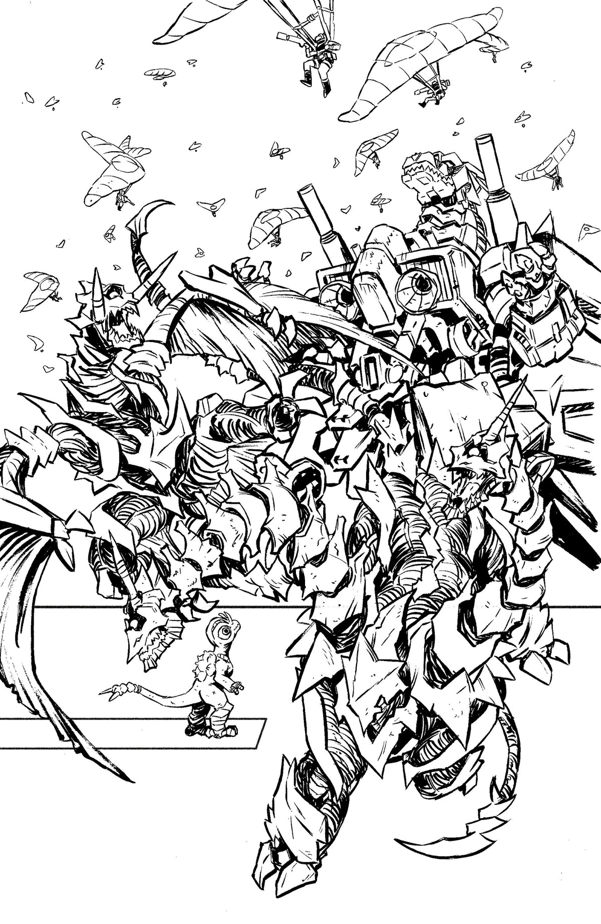 Starship Godzilla: Invasion X [Kai-Sei Era] #3 — Variant RI (10) (Ono B&W Full Art)