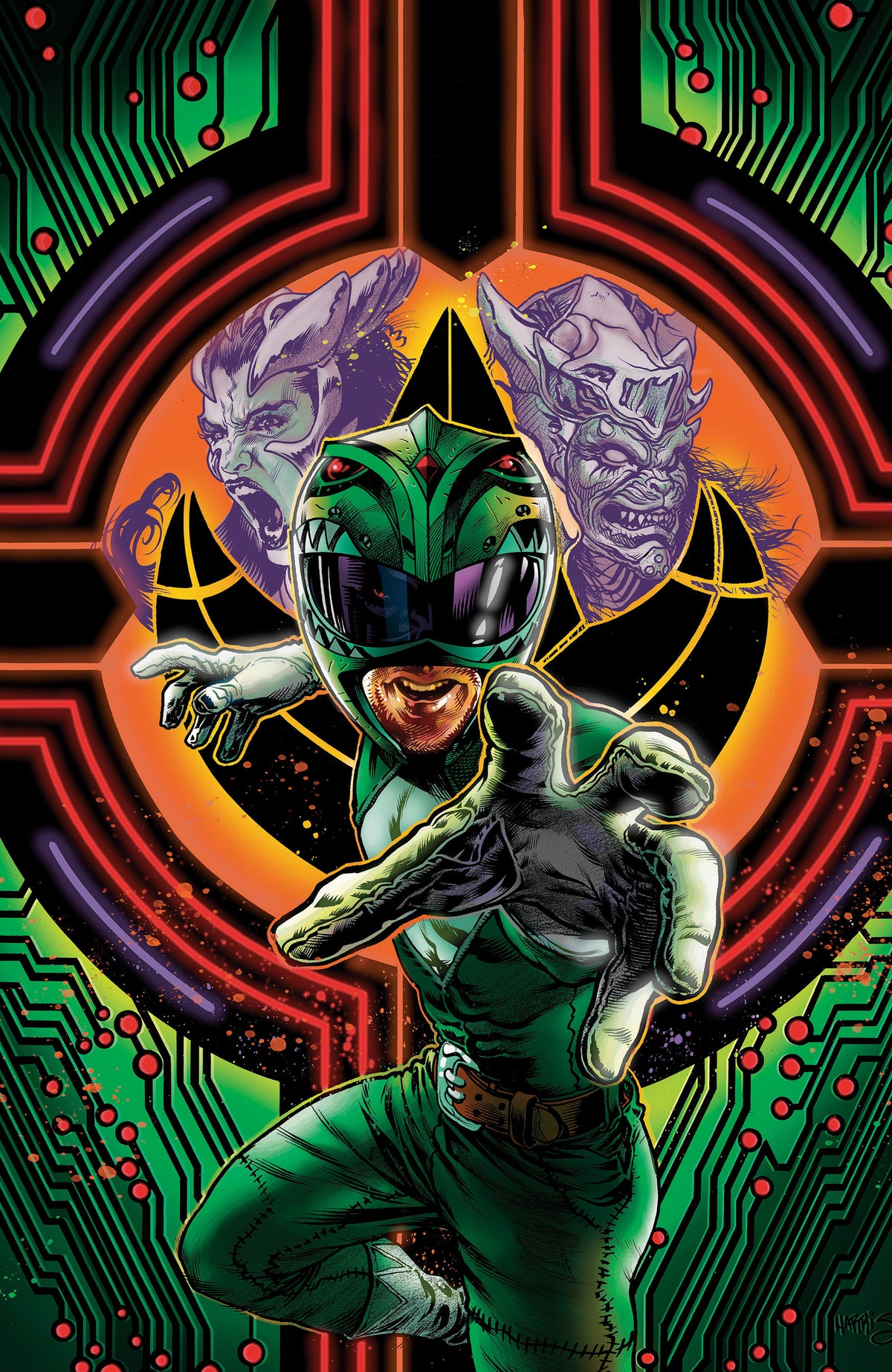 Power Rangers Green #3 A Main (Dressed, Harris) - D Foil Variant (Full Art, Foil, Harris)